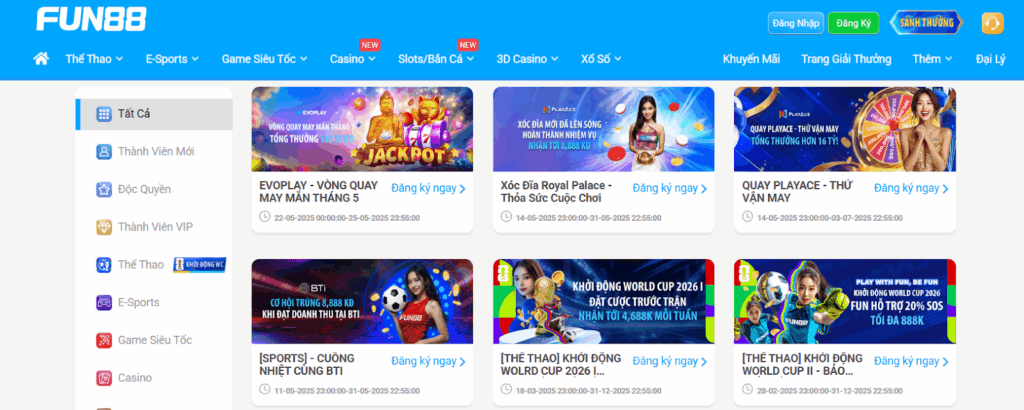 Tổng hợp các ưu đãi Fun88 cho bet thủ hấp dẫn nhất